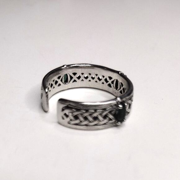 Celtic Emerald Ring Adjustable Silver Plated St Patrick's Christmas Irish Gift! - Picture 3 of 6